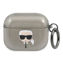 Etui Karl Lagerfeld Glitter Karl`s Head do AirPods 3, czarne