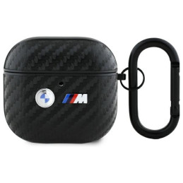 Etui BMW Carbon Double Metal Logo do AirPods 4 cover, czarne