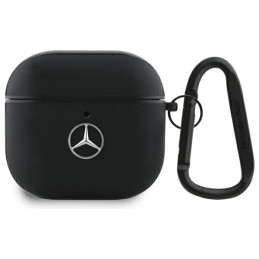 Etui Mercedes Leather Metal Logo do AirPods 4 czarne