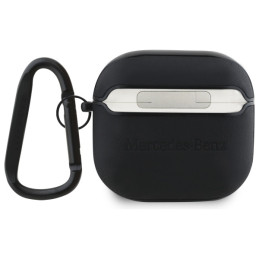 Etui Mercedes Leather Metal Logo do AirPods 4 czarne