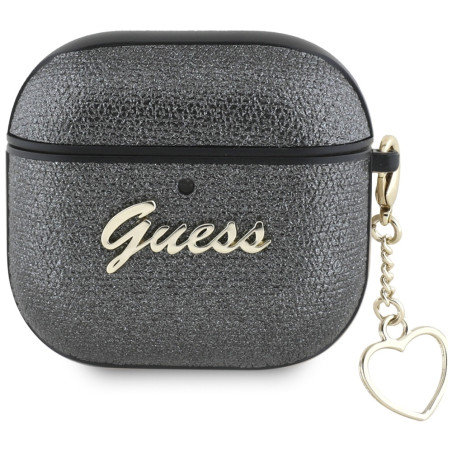 Etui Guess Metallic Script Charm do AirPods 4, czarny