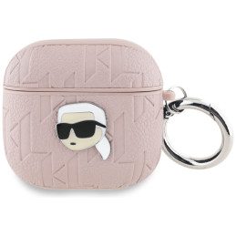 Etui Karl Lagerfeld Monogram Karl & Choupette Head do AirPods 4, różowy