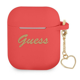 Etui Guess Silicone Charm Heart Collection do AirPods 1/2 cover, czerwone