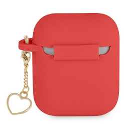 Etui Guess Silicone Charm Heart Collection do AirPods 1/2 cover, czerwone