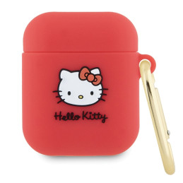 Etui Hello Kitty Silicone 3D Kitty Head do Airpods 1/2 cover, fuksja
