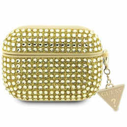 Etui Guess Rhinestone Triangle Charm do AirPods Pro, złote