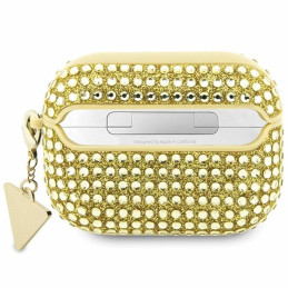 Etui Guess Rhinestone Triangle Charm do AirPods Pro, złote