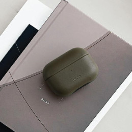 Skórzane etui UNIQ Terra do AirPods Pro, oliwkowe