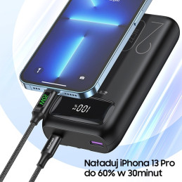 PowerBank AWEI P169K 20000mAh 22.5W wyświetlacz + kable PD/Lightning czarny