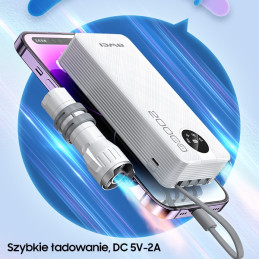 PowerBank AWEI P134K 20000mAh  wyświetlacz + kable USB/PD/Lightning/MicroUSB czarny