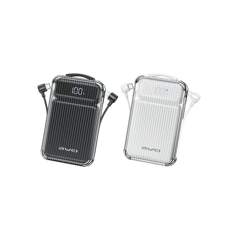 PowerBank AWEI P89K 10000mAh 38,5W  + kable PD/Lightning czarny