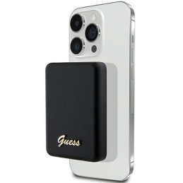Indukcyjny Powerbank Guess MagSafe Metal Script Logo 15W 5000mAh, czarne