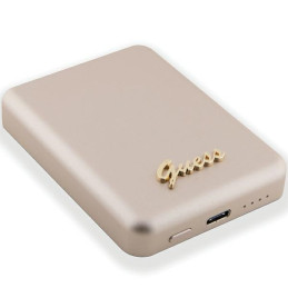 Indukcyjny Powerbank Guess MagSafe Metal Script Logo 15W 5000mAh, złote