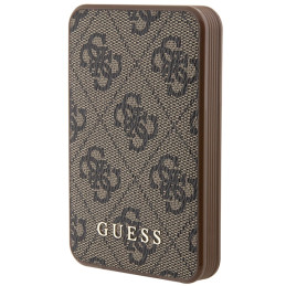 Indukcyjny Powerbank Guess 4G Leather Metal Logo 15W 5000mAh, brązowy/brown
