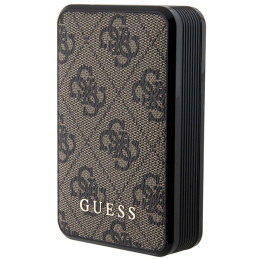Indukcyjny Powerbank Guess 4G Leather Metal Logo 18W 10000mAh, brązowy/brown