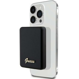 Indukcyjny Powerbank Guess MagSafe Metal Script Logo 5W 3000mAh, czarne