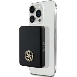 Powerbank z ładowaniem indukcyjnym do telefonu do MagSafe 3000mAh i kablem USB-C, Guess 4G Strassed Metal Logo,  czarne