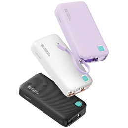 Powerbank ze zwijanym kablem USAMS USB-C Retractable 10000 mAh PD 20W Fast Charge XY Series czarny