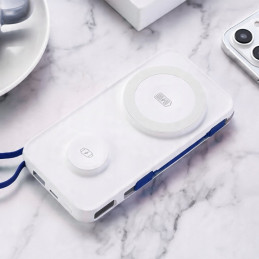 Powerbank 3mk PastelUp do MagSafe, 1x USB-C, 1x USB-A, 1x Lightning, 10 000mAh, 22,5W, biały