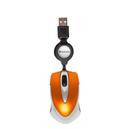 Mysz optyczna Verbatim Go Mini USB-A 1000 dpi pomarańczowa