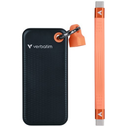 Dysk Zewnętrzny Verbatim Pocket SSD 1TB  - brelok do kluczy z kablem USB-C 3.2 gen.2 czarno-pomarańczowy