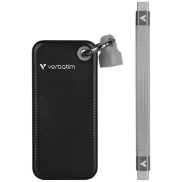 Dysk Zewnętrzny Verbatim Pocket SSD 2TB  - brelok do kluczy z kablem USB-C 3.2 gen.2 czarno-szary