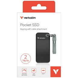 Dysk Zewnętrzny Verbatim Pocket SSD 2TB  - brelok do kluczy z kablem USB-C 3.2 gen.2 czarno-szary