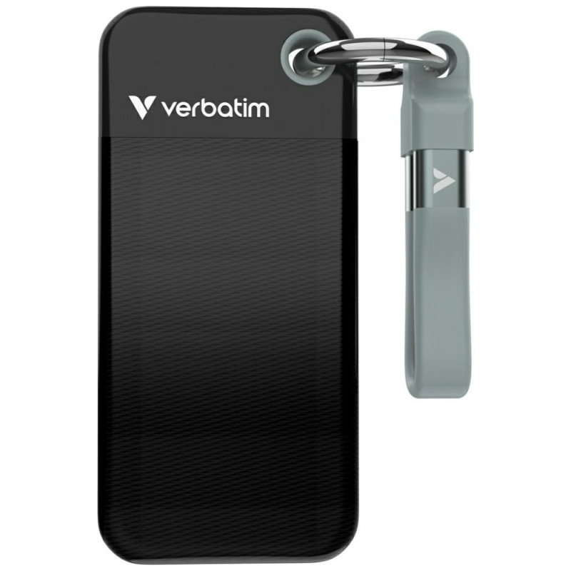 Dysk Zewnętrzny Verbatim Pocket SSD 1TB  - brelok do kluczy z kablem USB-C 3.2 gen.2 czarno-szary