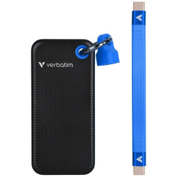 Dysk Zewnętrzny Verbatim Pocket SSD 2TB  - brelok do kluczy z kablem USB-C 3.2 gen.2 czarno-niebieski