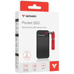 Dysk Zewnętrzny Verbatim Pocket SSD 2TB  - brelok do kluczy z kablem USB-C 3.2 gen.2 czarno-czerwony