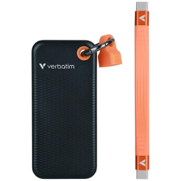Dysk Zewnętrzny Verbatim Pocket SSD 2TB  - brelok do kluczy z kablem USB-C 3.2 gen.2 czarno-pomarańczowy