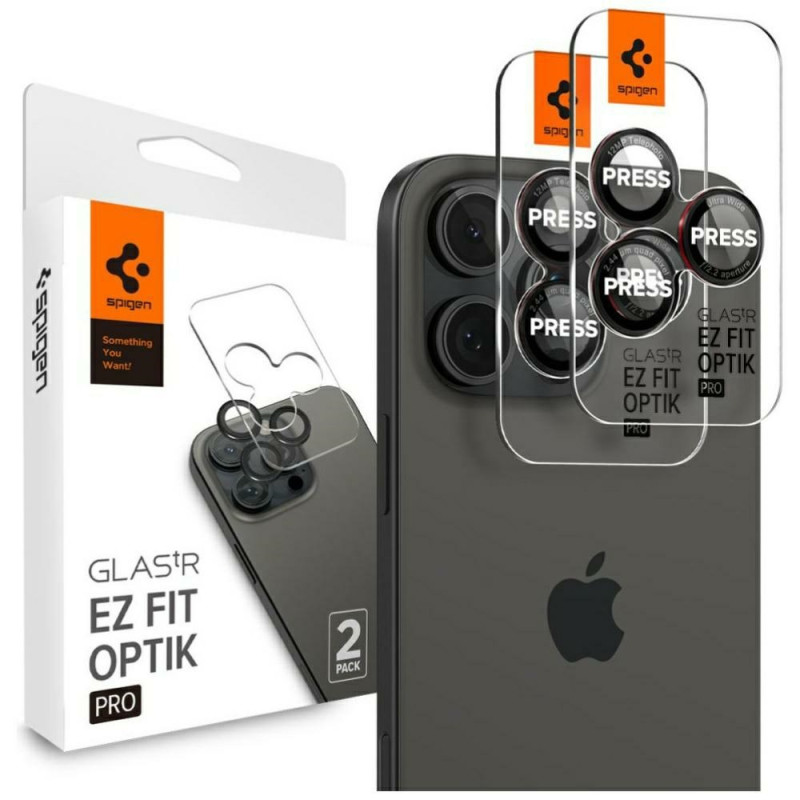 Ochrona na obiektyw aparatu Spigen Optik.Tr Camera EZ FIT Lens do iPhone 17 Pro Max / 17 Pro / 16 Pro Max / 16 Pro / 15 Pro Max