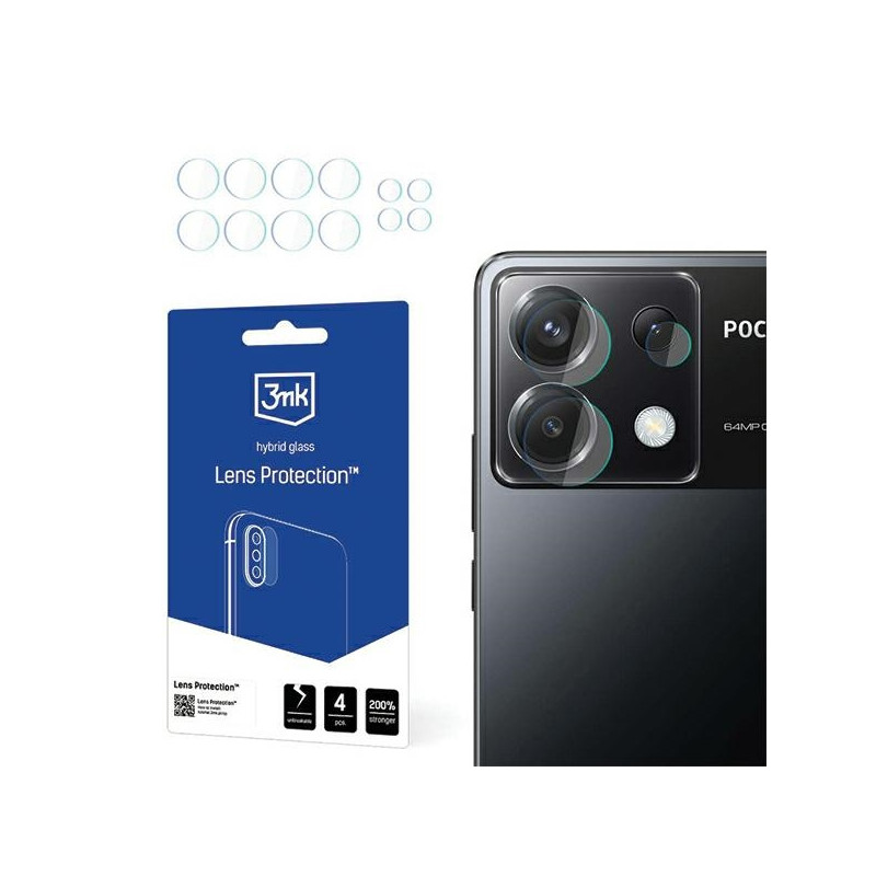 Szkło na obiektyw aparatu 3mk Lens Protection do Poco X6 5G, 4szt