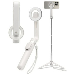 Uchwyt, kijek, statyw Spigen S571W MagSafe Bluetooth Selfie Stick Tripod, beżowy