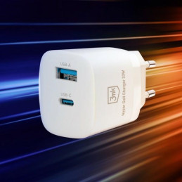 Ładowarka sieciowa 3mk Hyper GaN Charger 33W, USB-A, USB-C, QC, PD, biała