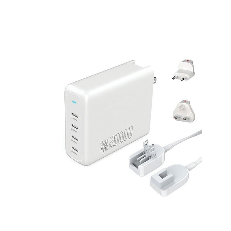 Ładowarka sieciowa 4smarts 200W GaN Flex Pro 4xUSB-C biała