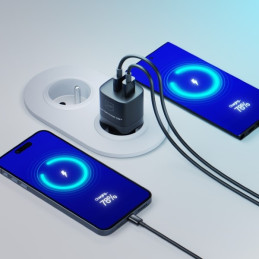 Ładowarka sieciowa 3mk Hyper GaN Charger 33W, USB-A, USB-C, QC, PD, czarna