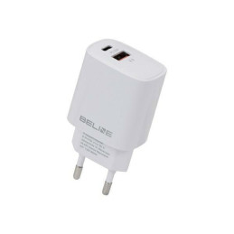 Ładowarka sieciowa Beline 1x USB-C + 1x USB 20W PD 3.0 + QC 3.0  biała 
