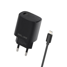 Ładowarka sieciowa Beline 1x USB-C 20W + kabel lightning PD 3.0 czarna 