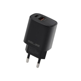 Ładowarka sieciowa Beline 1x USB-C + 1x USB 30W PD 3.0 + QC 3.0  GaN czarna