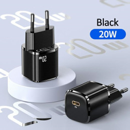 Ładowarka Sieciowa USAMS 1xUSB-C T36 mini 20W + kabel USB-C-Lightning  PD 3.0 Fast Charging czarny