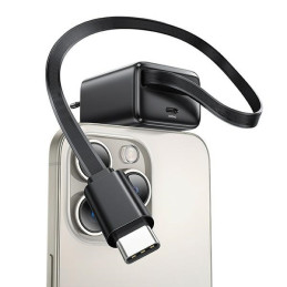 Ładowarka Sieciowa USAMS 1xUSB-C ze zwijanym kablem USB-C Retractable PD+QC 20W Gan Fast Charging biały