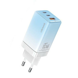 Ładowarka Sieciowa USAMS 2xUSB-C+1xUSB 65W (only head) GaN PD3.0 +QC3.0 Fast Charging niebieski