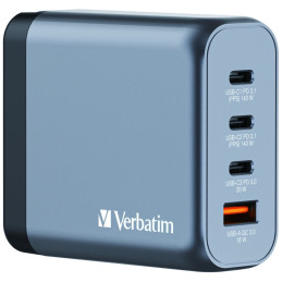 Ładowarka sieciowa Verbatim GaN 140W3xUSB-C/USB-A + Adapter EU/UK/US GNC-140 32203