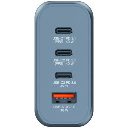Ładowarka sieciowa Verbatim GaN 140W3xUSB-C/USB-A + Adapter EU/UK/US GNC-140 32203