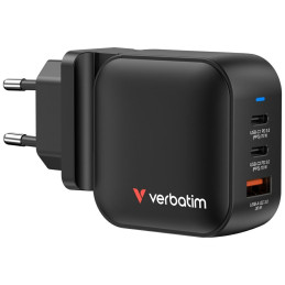 Ładowarka sieciowa Verbatim Mini GaN 70W 2xUSB-C PD/1x USB-A QC czarny