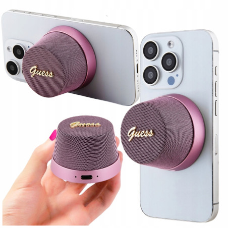 Głośnik Guess Bluetooth Magnetic Script Metal Speaker Stand, różowy