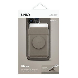 Magnetyczny portfel na karty z podpórką do MagSafe UNIQ Flixa, szary