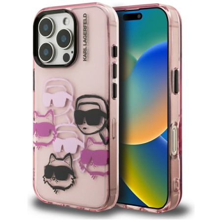 Etui Karl Lagerfeld IML Multi K&C Head Pattern do iPhone 16 Pro Maxróżowe