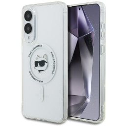 Etui Karl Lagerfeld Button Choupette Head Printed Logo MagSafe do Galaxy S25 Edge, białe